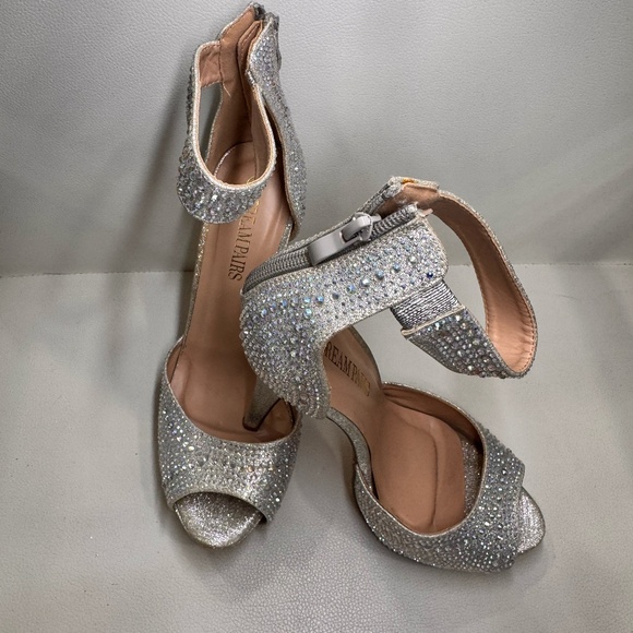 ilver Sparkle Competition Heels – 5.5” High with 1.5” Platform & Silver Stones ✨ - Picture 5 of 6